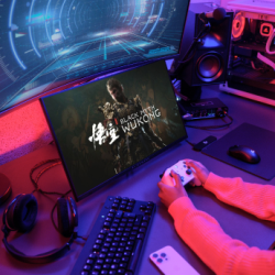 Dell display mockup with gaming setup (Mockuuups Studio)
